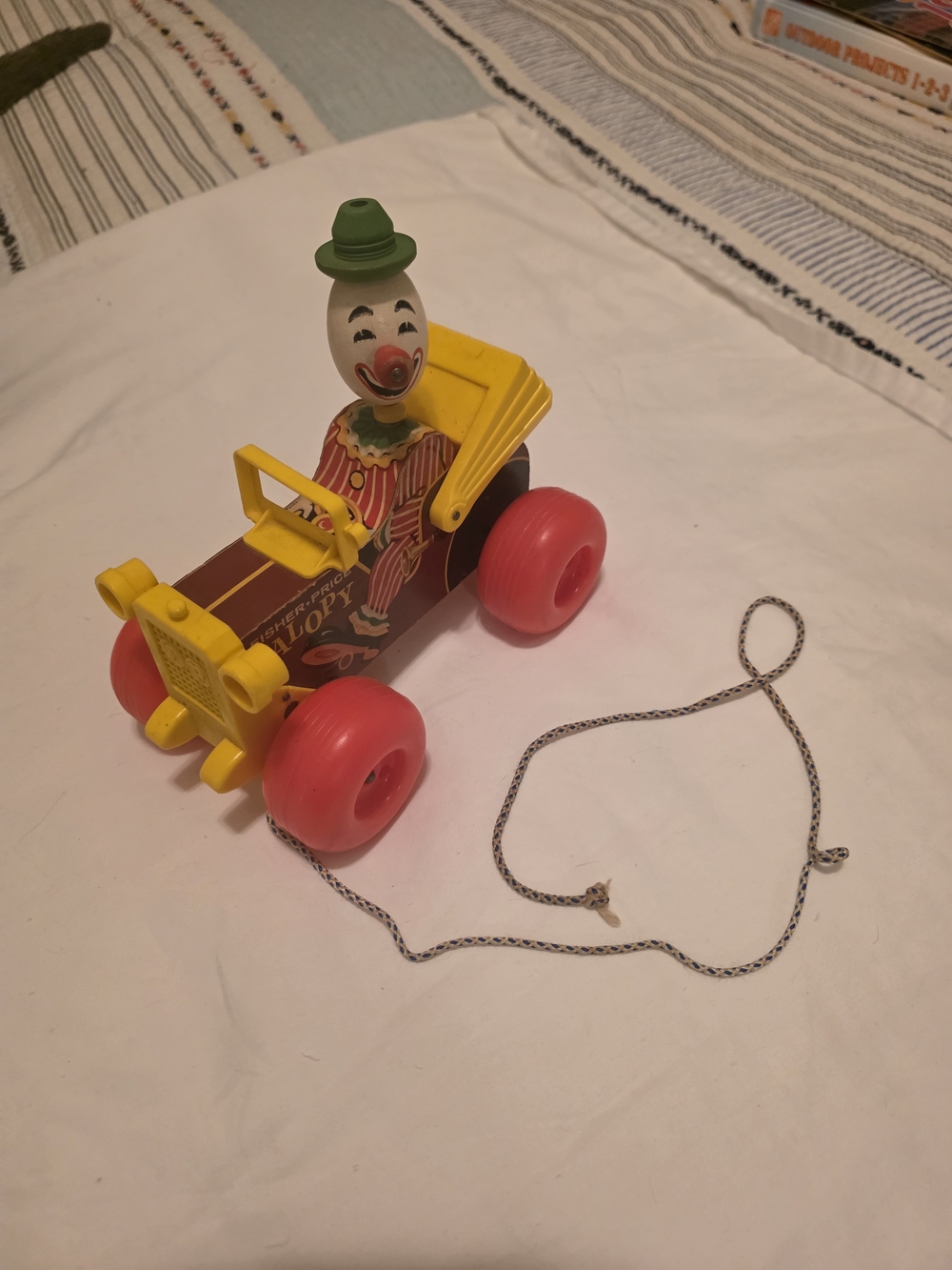 Fisher-Price Yellow & Pink Clown Pull Car